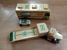 2x Hess Gasoline Advertising Toys - 1x RV with Dune Buggy. 1x Semi Truck Trailer