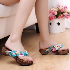 Ladies Flip Flops Thong Wooden