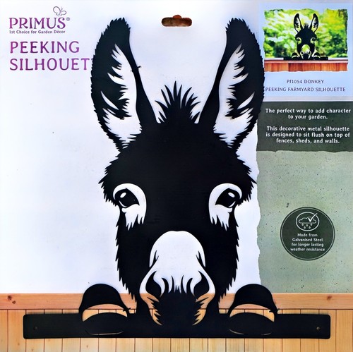 Metal peeking farmyard donkey - metal,