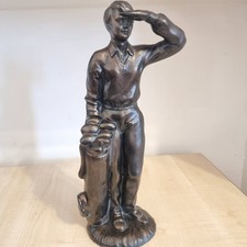 Vintage Ceramic Golfer Figurine Statue – 12" Tall – Golf Bag – Retro Decor