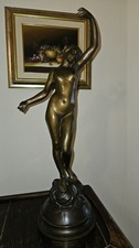 Large Bronze “La Nuit” After J. Dorval – Art Nouveau Nude Statue 60cm