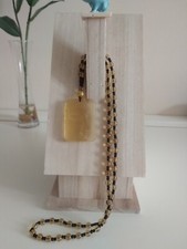 Yellow Rectangle Frosted Crystal Buddha Head Lucky Amulet Pendant Necklace 493-7