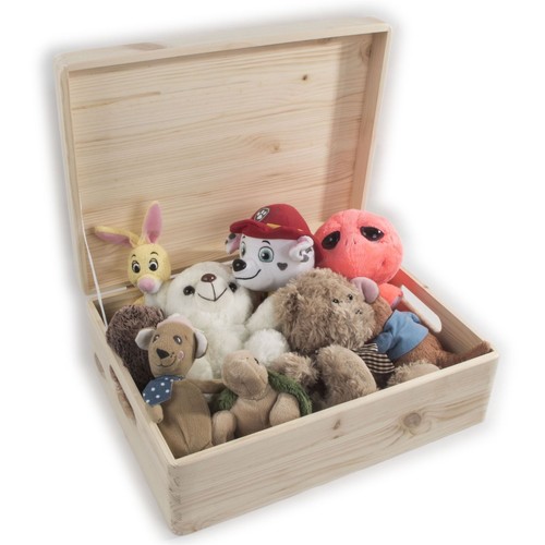 Large wooden toy chest trunk - wooden,