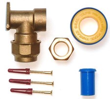 25mm MDPE Brass Outside Tap Wall Plate Elbow With Accessories