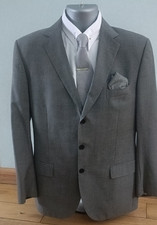 Mod M&S Collezione Ultraifine Dogtooth Grey 3 Button Suit Jacket 40"