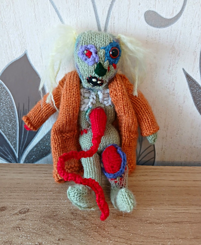 Creepy ooak zombie knit doll - creepy,