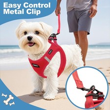 Reflective Breathable Soft Adjustable Reflective Vest Puppy Harness w/Leash