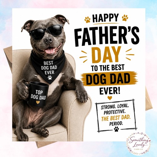 Staffy fathers day - fathers, card