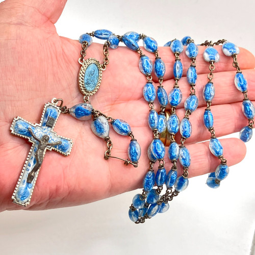 Rosary cross 88cm silver - , tone
