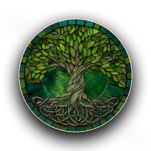 Green celtic tree life - green,