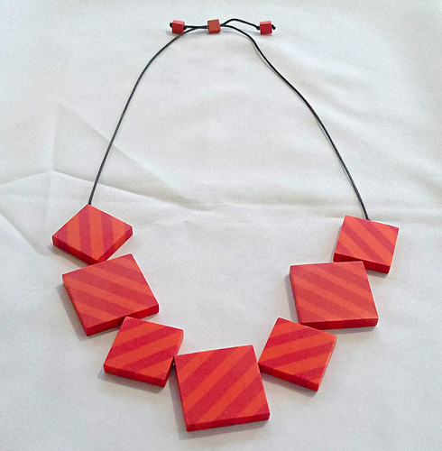 Red wooden statement beaded - red,