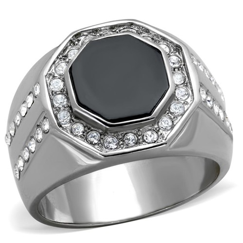 Mens black onyx ring - , hexagon