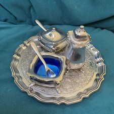 Grenadier Silver Plated Condiment Set with spoons