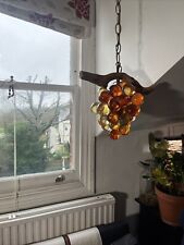 Vintage 1960's Acrylic Lucite Purple Grape Cluster Hanging Retro Swag Lamp/Light