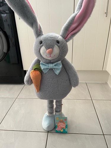Large grey plush easter bunny - easter,