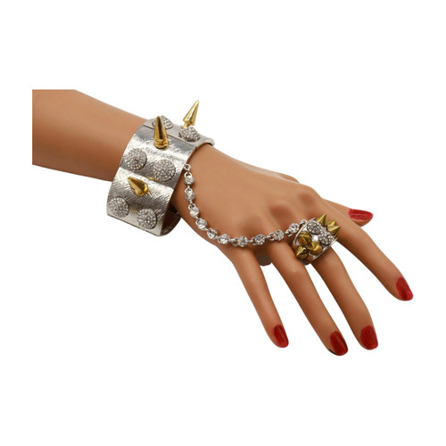 Women silver metal hand - women,