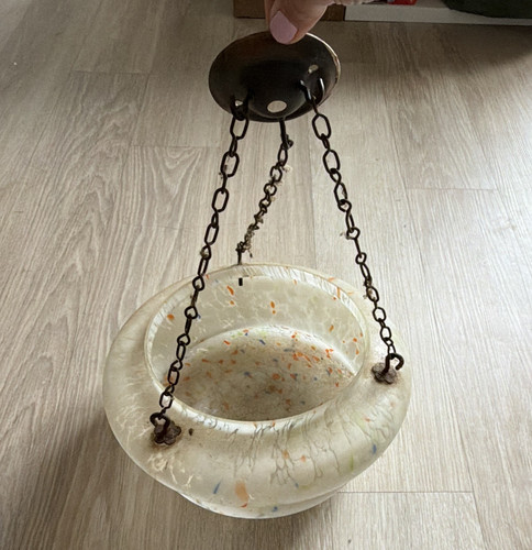 Glass metal bowl pendant - glass,