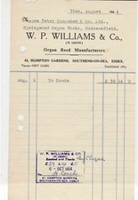 W.P.Williams & Co. 1964 Organ Reed Manufacturers Southend-on-Sea Receipt Rf33741