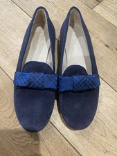 Russell And Bromley Blue Suede Shoes With Check Bow Size 13 Children’s