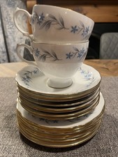 Royal Vale - Periwinkle - Teacup & Saucers X8, Milk Jug & Sugar Bowl. Bone China