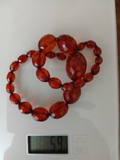 Vintage Graduated Red Cherry Amber Bakelite Faceted Beads Beaded Necklace 59g