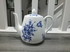 Vintage Crown Staffordshire Fine Bone China Blue/White Large Teapot