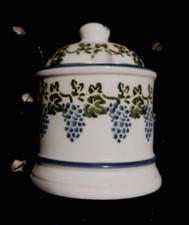 Brixton Pottery Grapes & Vine Lidded Jam Pot 10cm 4 inch tall  1990s Unused