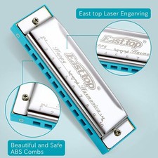 EASTTOP Blues Diatonic Harmonica 10Holes C Key Beginner Harmonica for Kids Adult