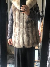 W New design Vintage 100%  High Quality real Silver Arctic fox  Fur Waistcoat