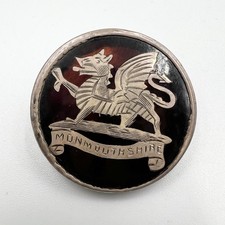 Genuine WW1 Monmouthshire Regiment Silver Hallmarked Gilt Sweetheart Badge