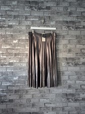 Next Metallic Foil Pleated Midi Skirt Gunmetal Grey UK 16 Party Classic Party