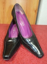 Rombah Wallace Black Spanish Leather Animals Print Court Shoes Size Uk 5.5 Eu 38