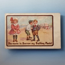Comic Postcard 1910 Bathing Machine Cheeky Girl Bloomers Pants