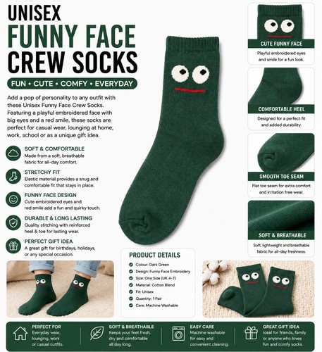 Unisex funny face crew - unisex,