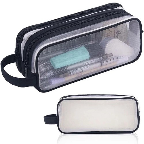 Clear mesh pencil case large - clear,