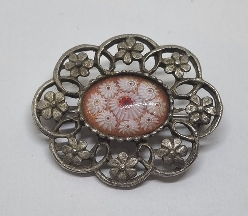 Vintage silver tone - silver, glass