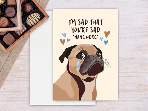 Personalised pug get well - personalised,
