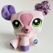 Littlest Pet Shop Jack Russel Dog Puppy Pink & Purple Plush Toy Hasbro 2009 LPS