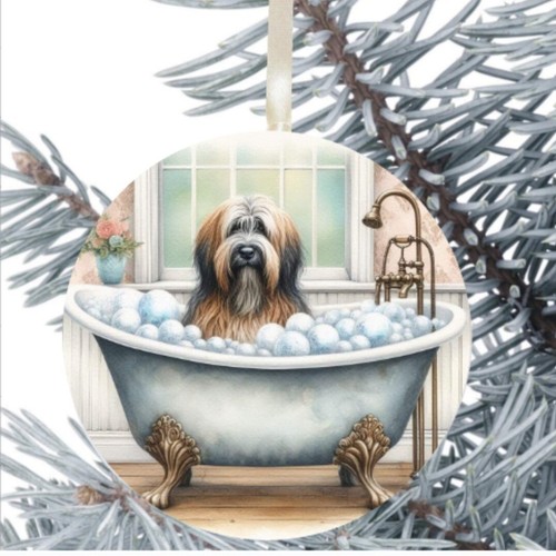 Briard dog hanging bauble - briard,