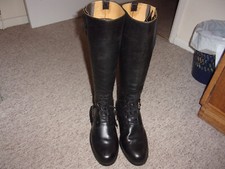 Unisex Knee High Black Leather Long Equestrian/ Riding/Walking Boots Size UK7.5