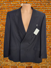 BNWT VINTAGE ST MICHAEL M&S BLACK 46L SUIT JACKET 100% WOOL MENS DOUBLE BREASTED