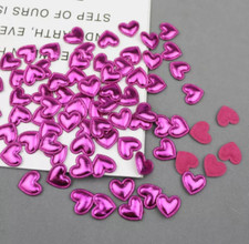 pink metallic heart appliques, 17mm fabric heart shapes, heart embellishments,