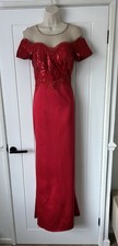 Goddiva Size 10 Red sequin And Satin Special Event Maxi Dress. New Without Tags