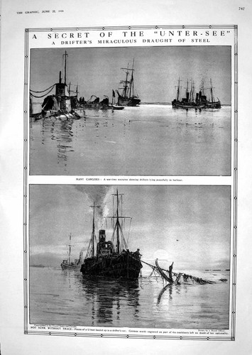 Old print 1918 war ships - print,