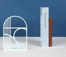 Bookends Heavy Duty Metal Book Ends Vintage for Shelf Shelves Pair 2 Pack White