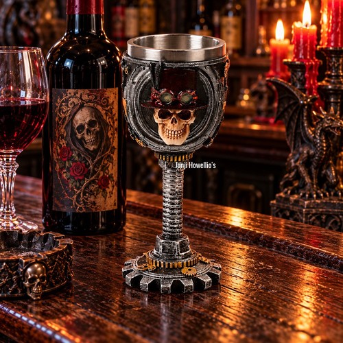 Steampunk skull goblet gothic - goblet,