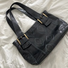 Ladies Black Leather Vintage Handbag Jane Shilton 