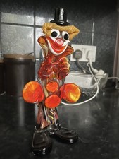 Vintage Murano Glass Clown Holding Two Circular Pads 8 1/2 In Tall Vgc