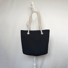 Le Comptoir De La Plage Beach Shoulder Rope Hand Tote Bag Black Holiday Summer 