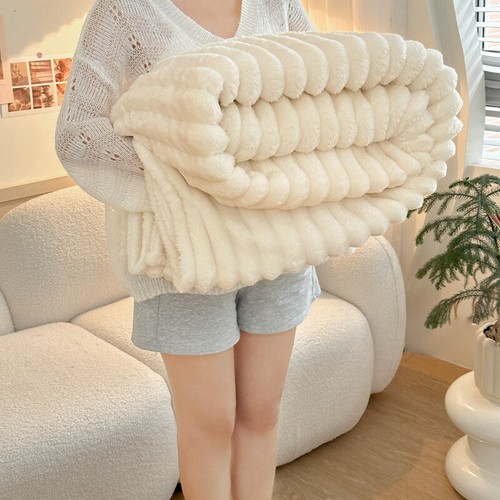 Ribbed soft fleece throws - soft,